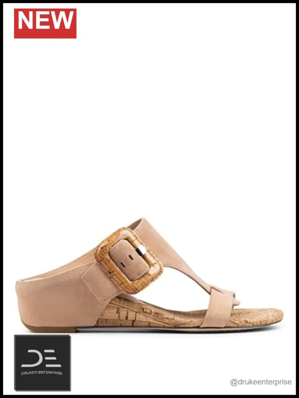 Suede T-Strap Wedge Sandals Slip On Comfort Platform